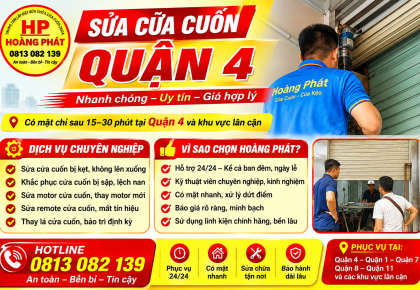 Sửa cửa cuốn Quận 4 – Có mặt nhanh 24/24, xử lý tận nơi | Hoàng Phát